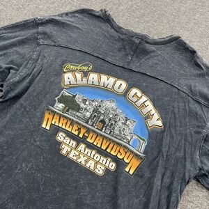 Vintage Harley Davidson Cowboys Alamo City Shirt Mens XL USA Stone Wash Biker